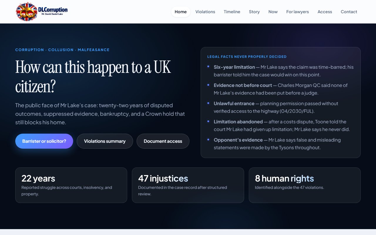 DLCorruption.uk case documentation website
