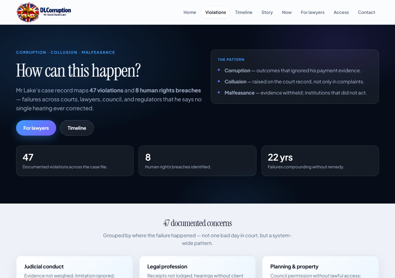 DLCorruption.uk violations page
