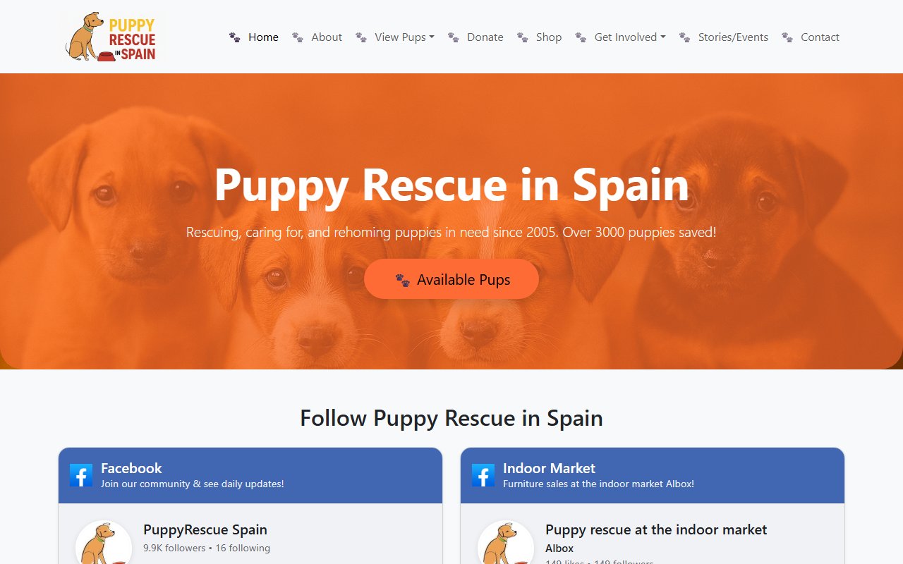Puppy Rescue in Spain website